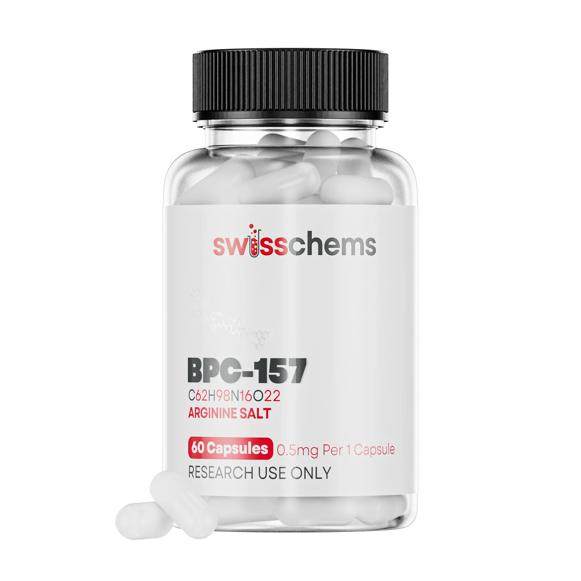 Buy BPC-157 (0.5mg/capsule), 60 Capsules - SwissChems - Buy Best Quality Peptides, SARMS Online