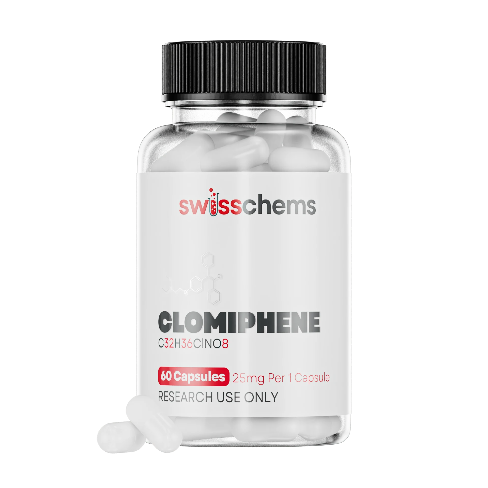 Buy Clomiphene, 1500mg (25mg/capsule) - SwissChems - Buy Best Quality Peptides, SARMS Online