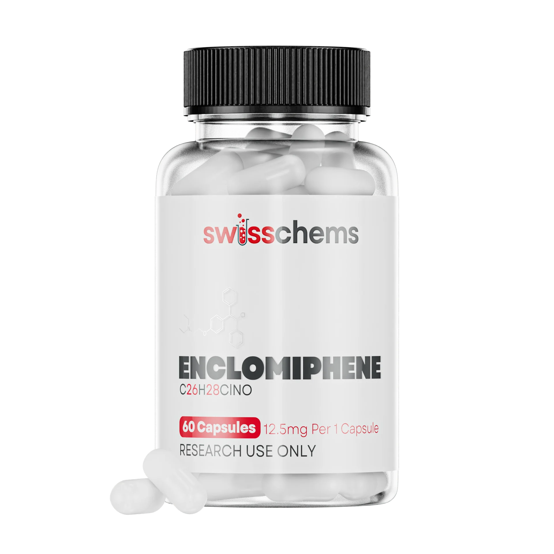 Buy Enclomiphene (12.5mg/capsule), 60 Capsules - SwissChems - Buy Best Quality Peptides, SARMS Online