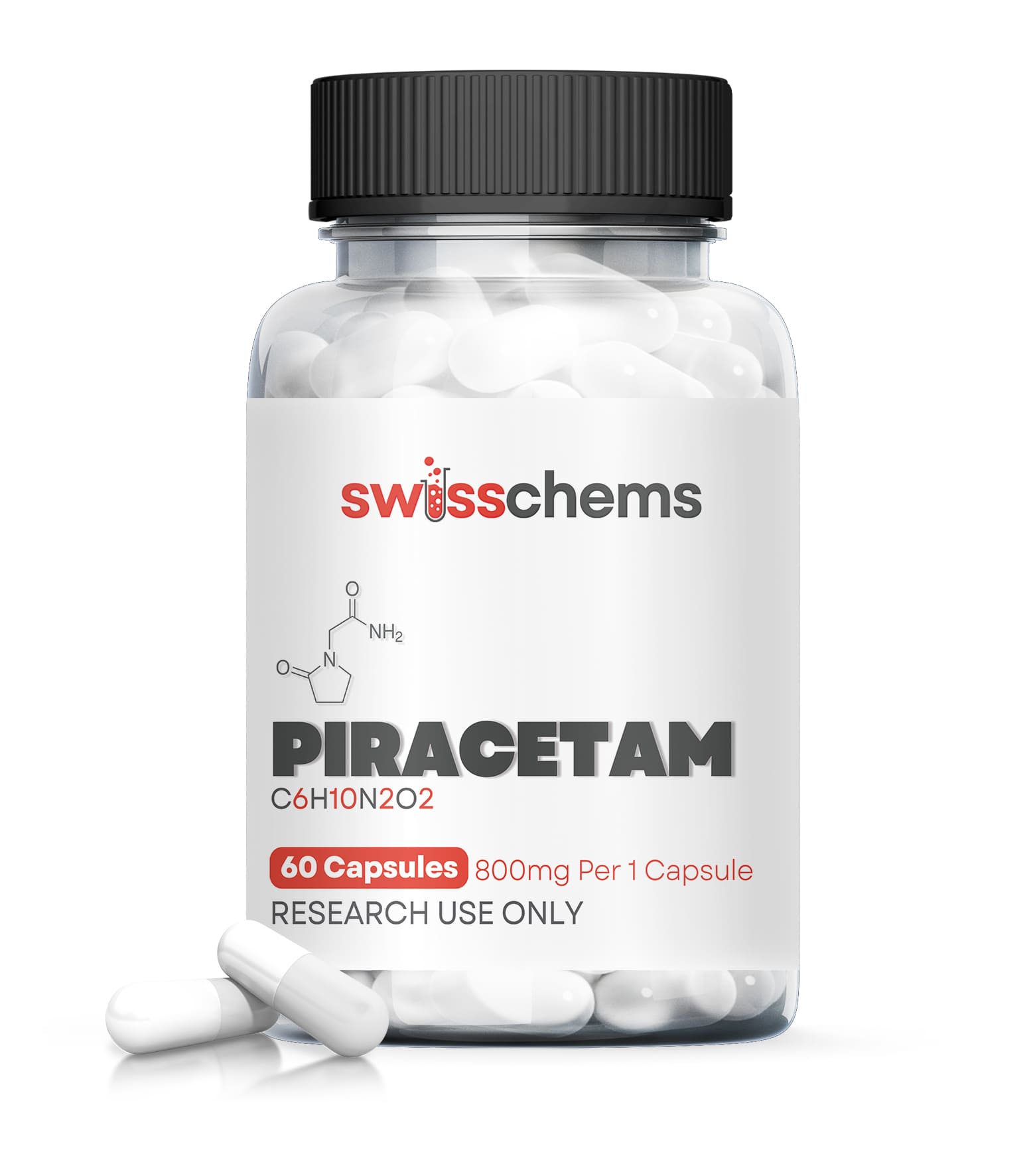 Buy Piracetam (800mg/capsule), 60 Capsules - SwissChems - Buy Best Quality Peptides, SARMS Online