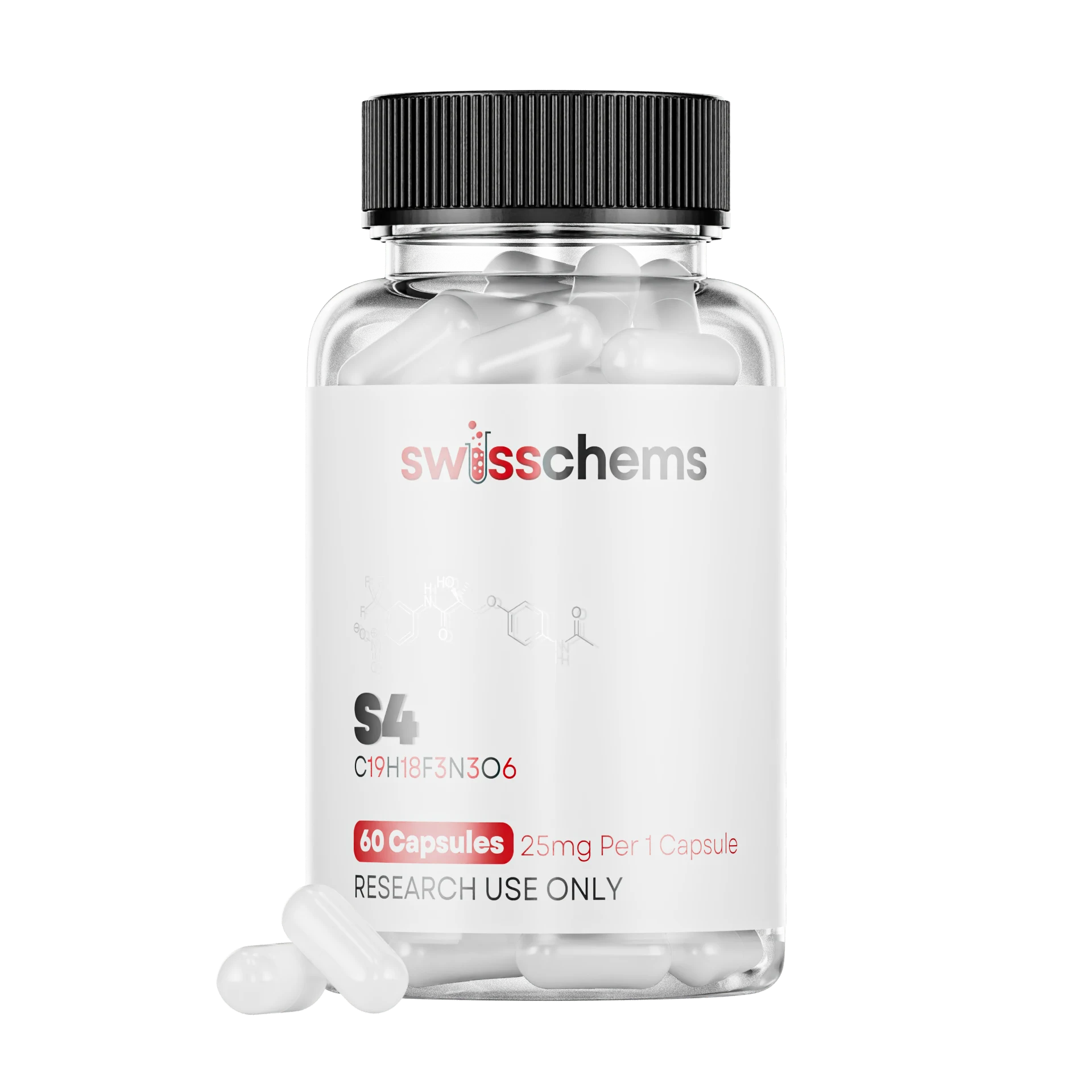 Buy S4 (Andarine), (25mg/capsule) 60 Capsules - SwissChems - Buy Best Quality Peptides, SARMS Online