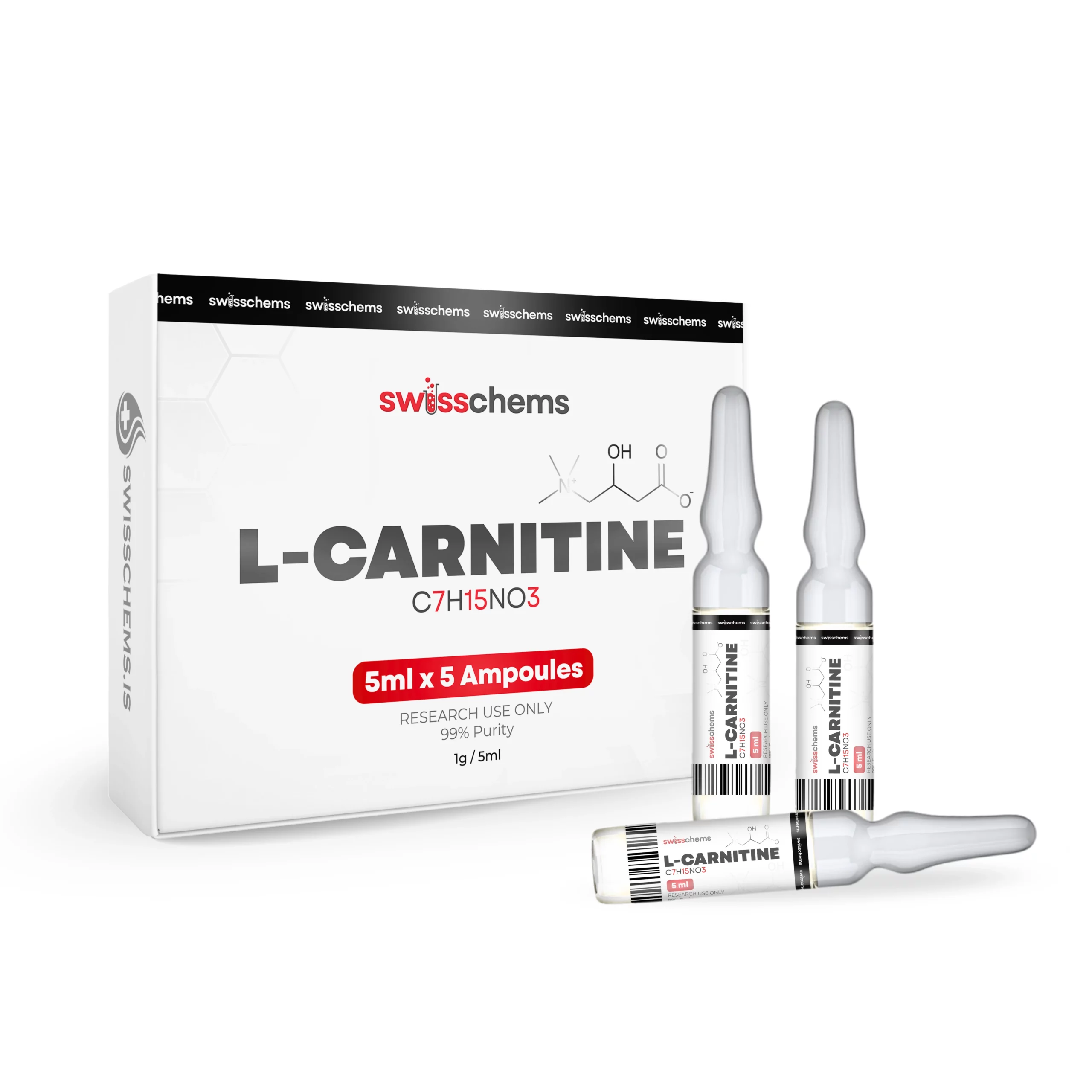 L-Carnitine 25ml — Box of 5 Ampoules | SwissChems